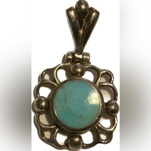 Vintage Sterling Silver 925 Turquoise Pendant Boho Vibing!